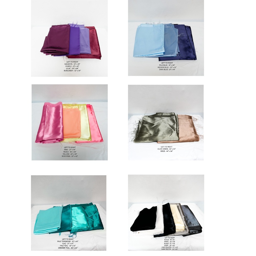 New group of various polyester satin fabric cuts - 23 pieces total